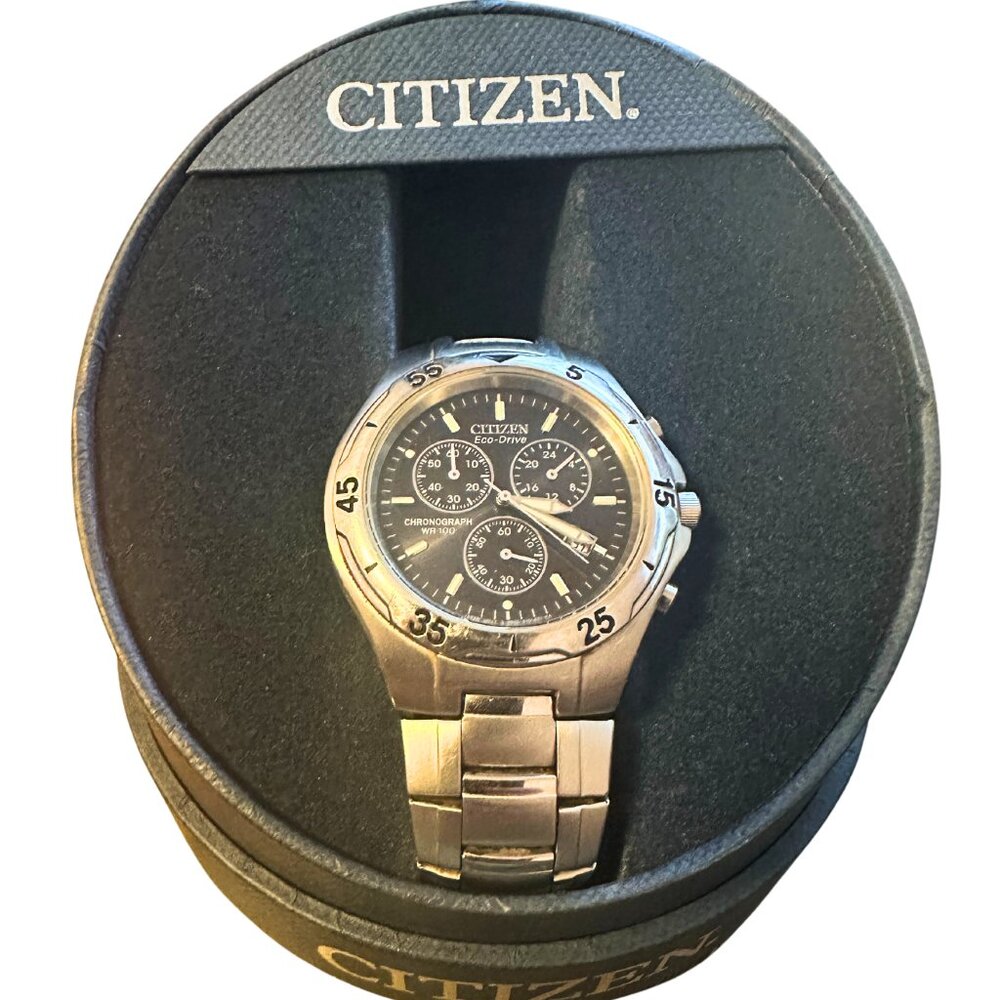 Citizen Eco-Drive Men's Chronograph Classic Stainless Steel Bracelet Watch 45mm
